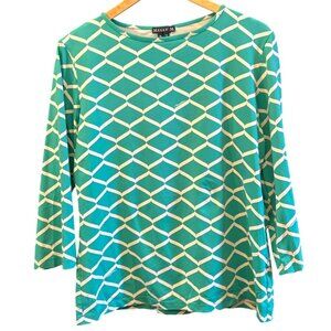 Melly M Womens XL Teal Geometric Long Sleeve Top